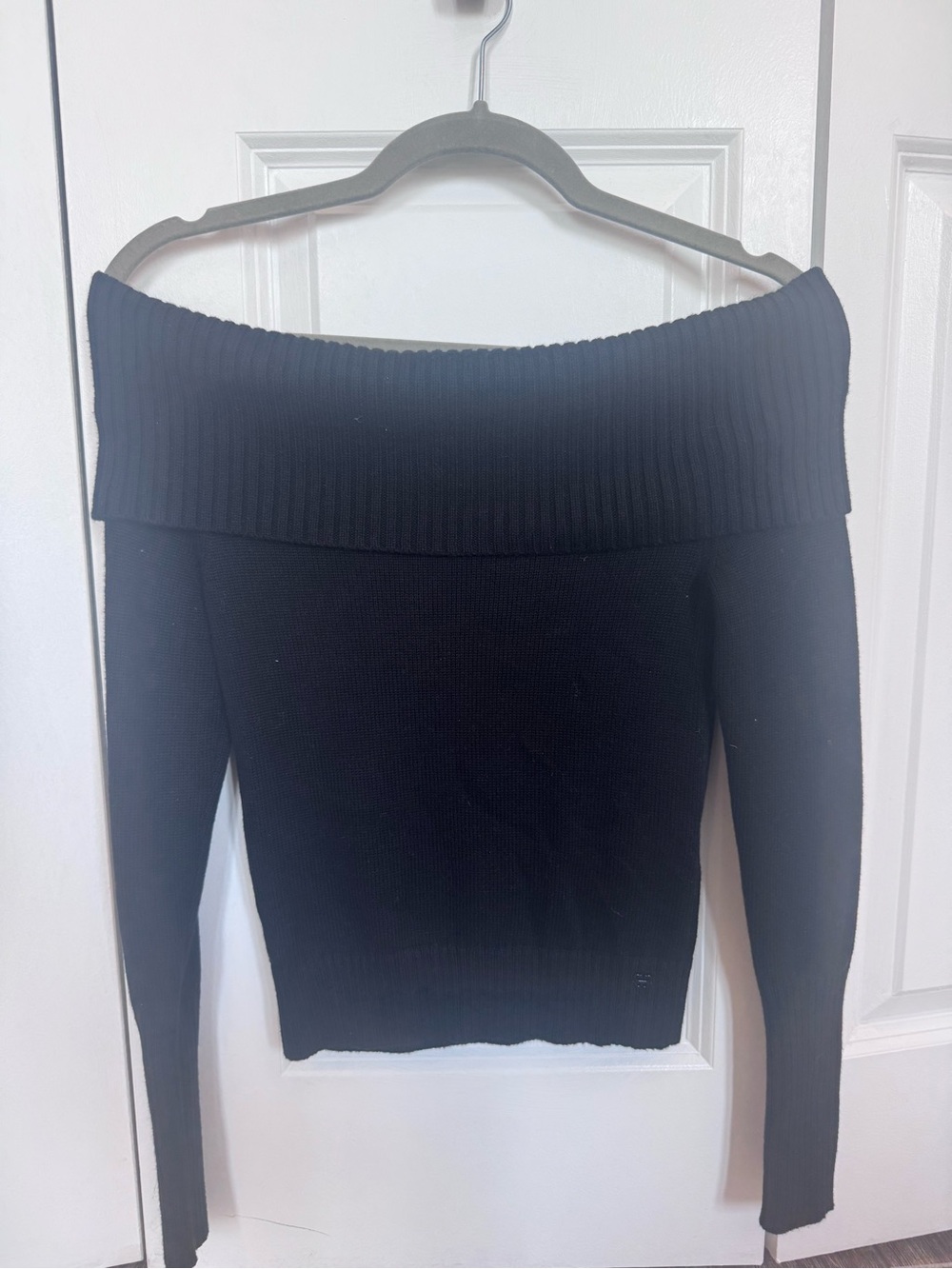 Sunday Best Black Off-the-Shoulder Ribbed Knit Sweater